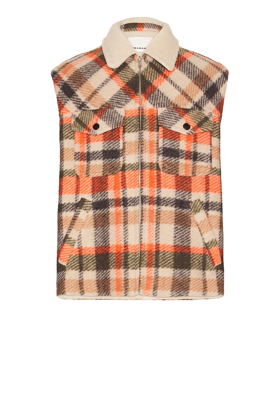 Image 1 of Isabel Marant Kiraneo Vest in Ecru & Orange