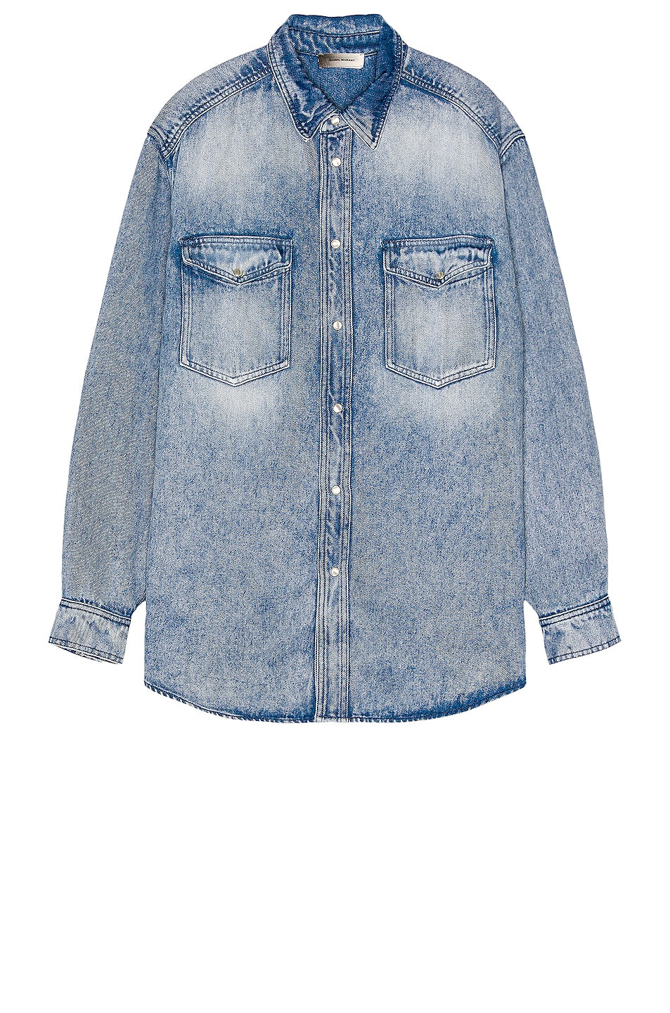 Image 1 of Isabel Marant Tailly Fluid Denim Shirt in Light Blue