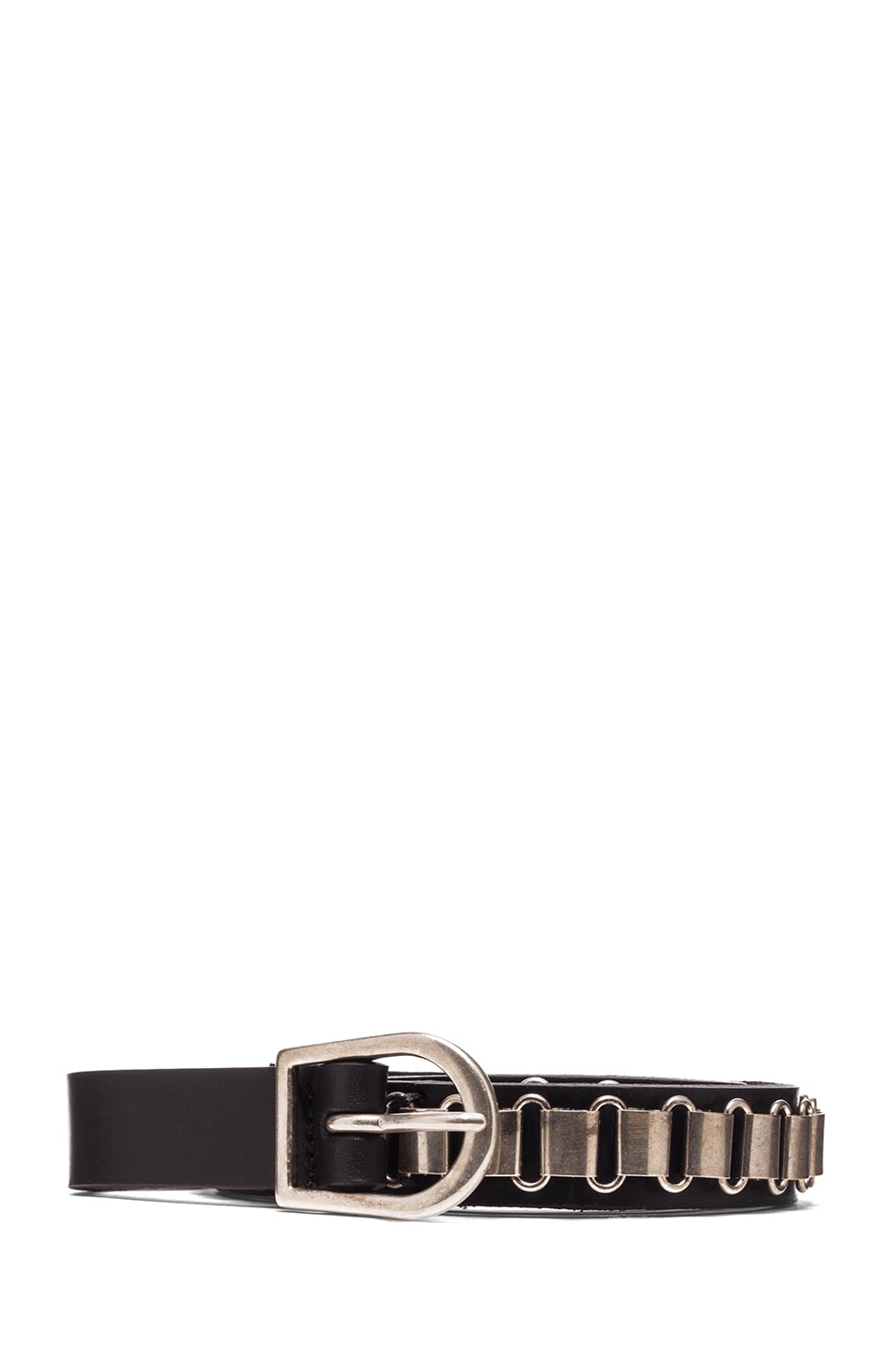Image 1 of Isabel Marant Memphis Calfskin Leather Belt in Black & Silver