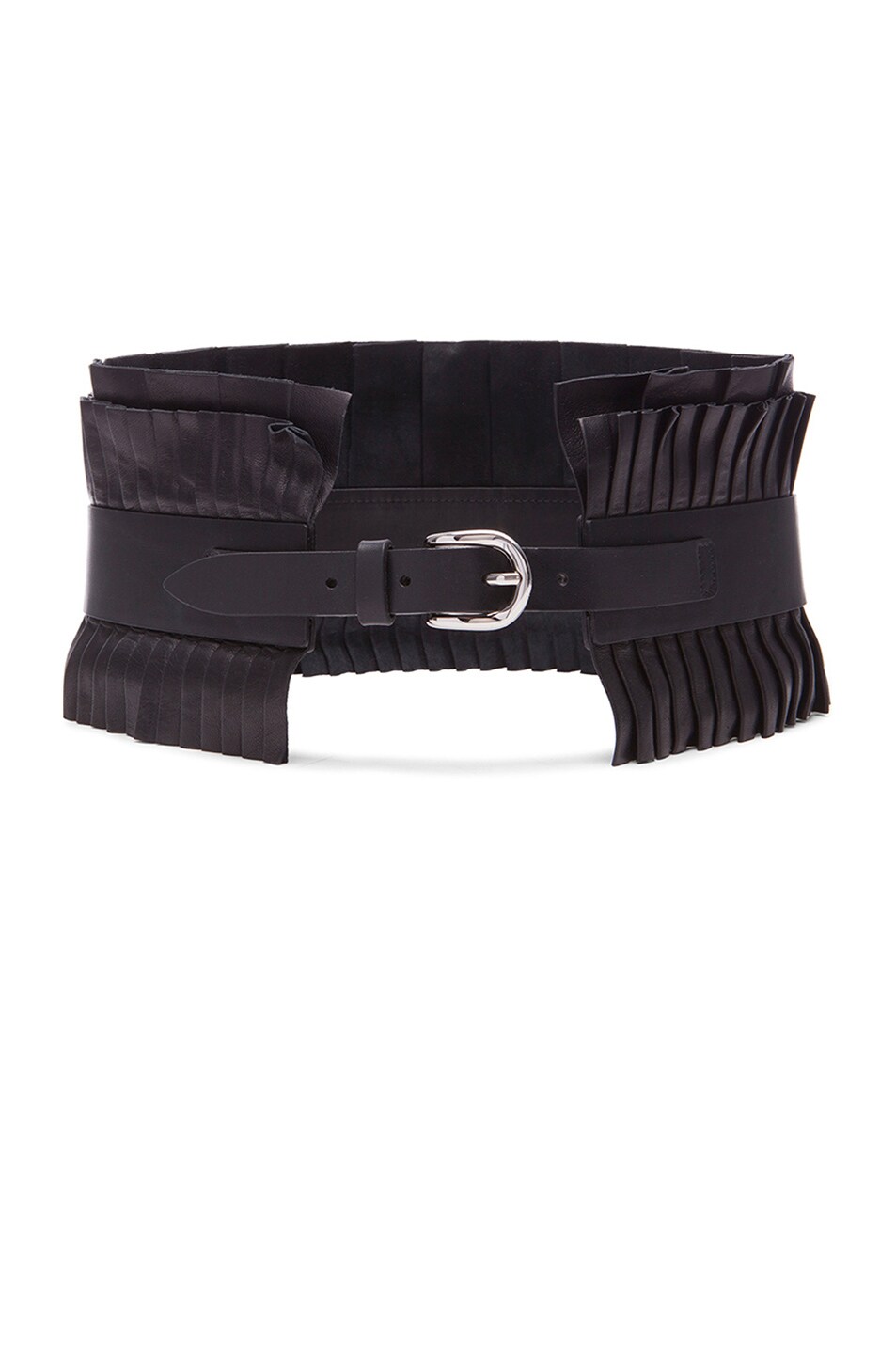 Image 1 of Isabel Marant Fauna Sunny Leather Pleated Belt in Black