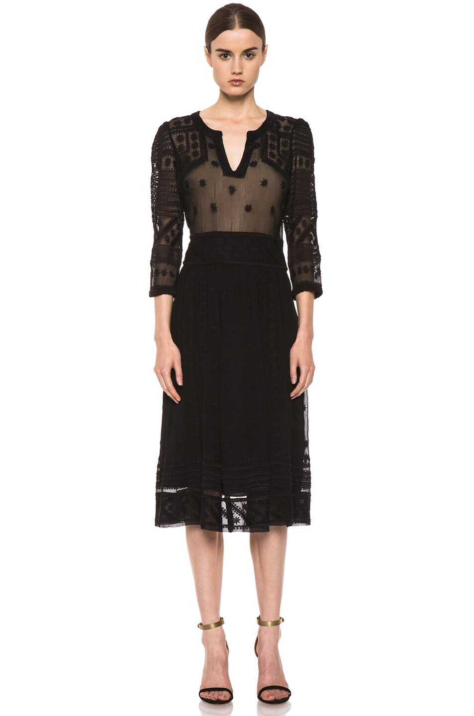 Isabel Marant Ludivine Embroidered Silk Dress in Black | FWRD