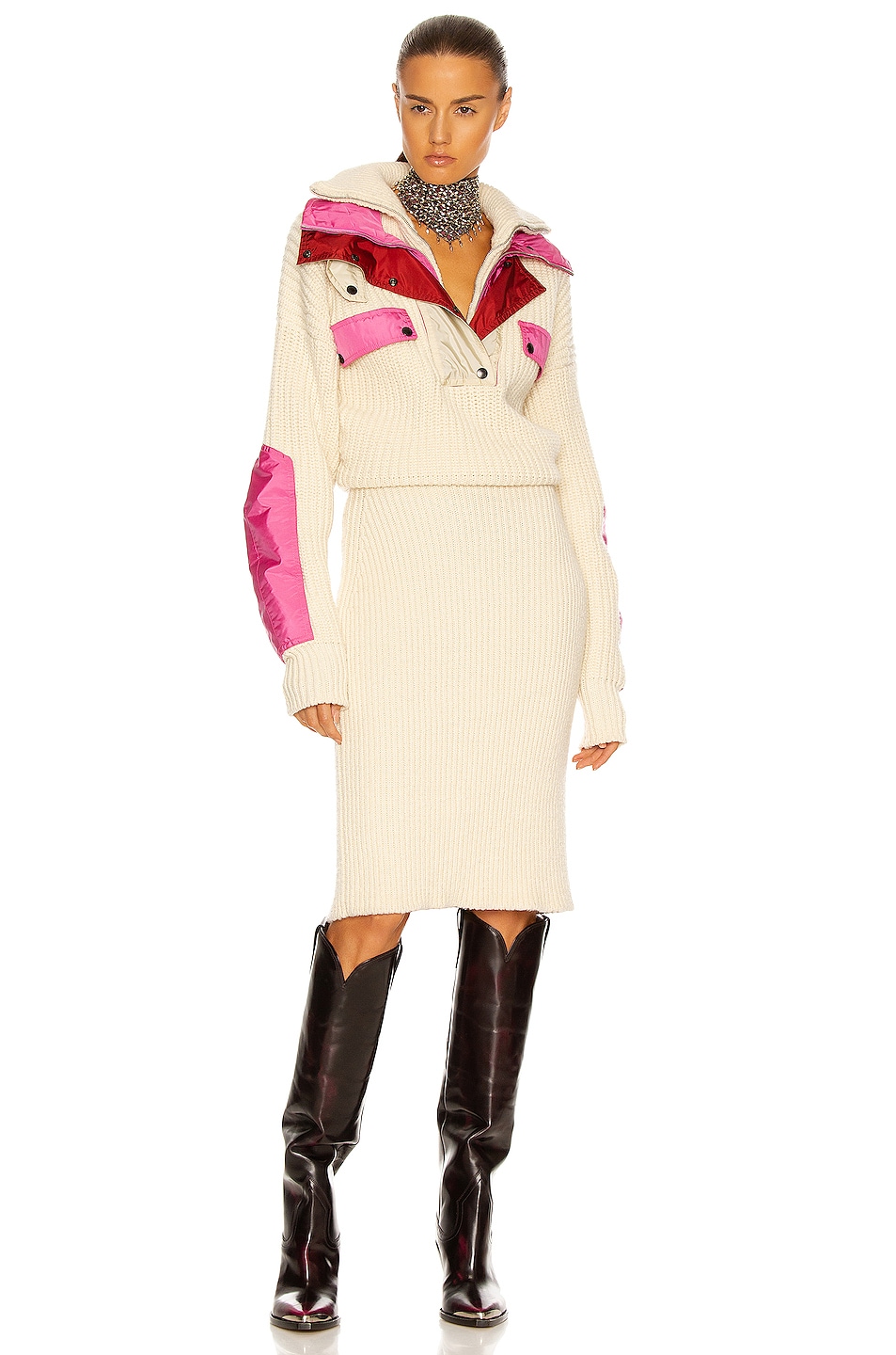 Image 1 of Isabel Marant Daphne Dress in Ecru & Pink