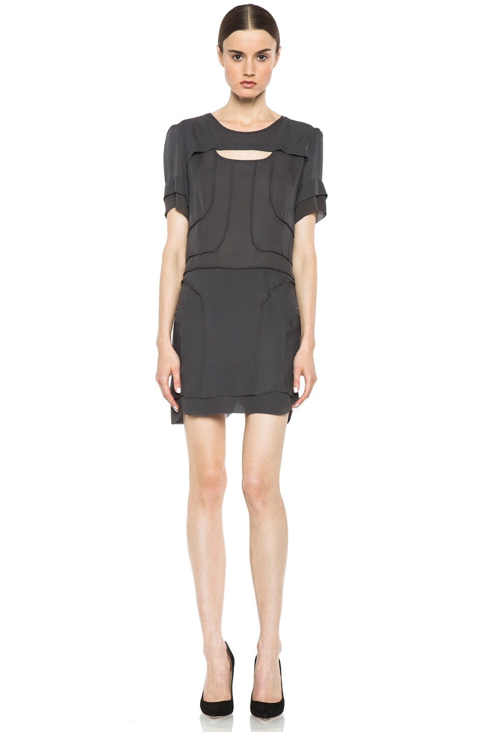 Image 1 of Isabel Marant Madlyn Charmeuse Dress in Anthracite