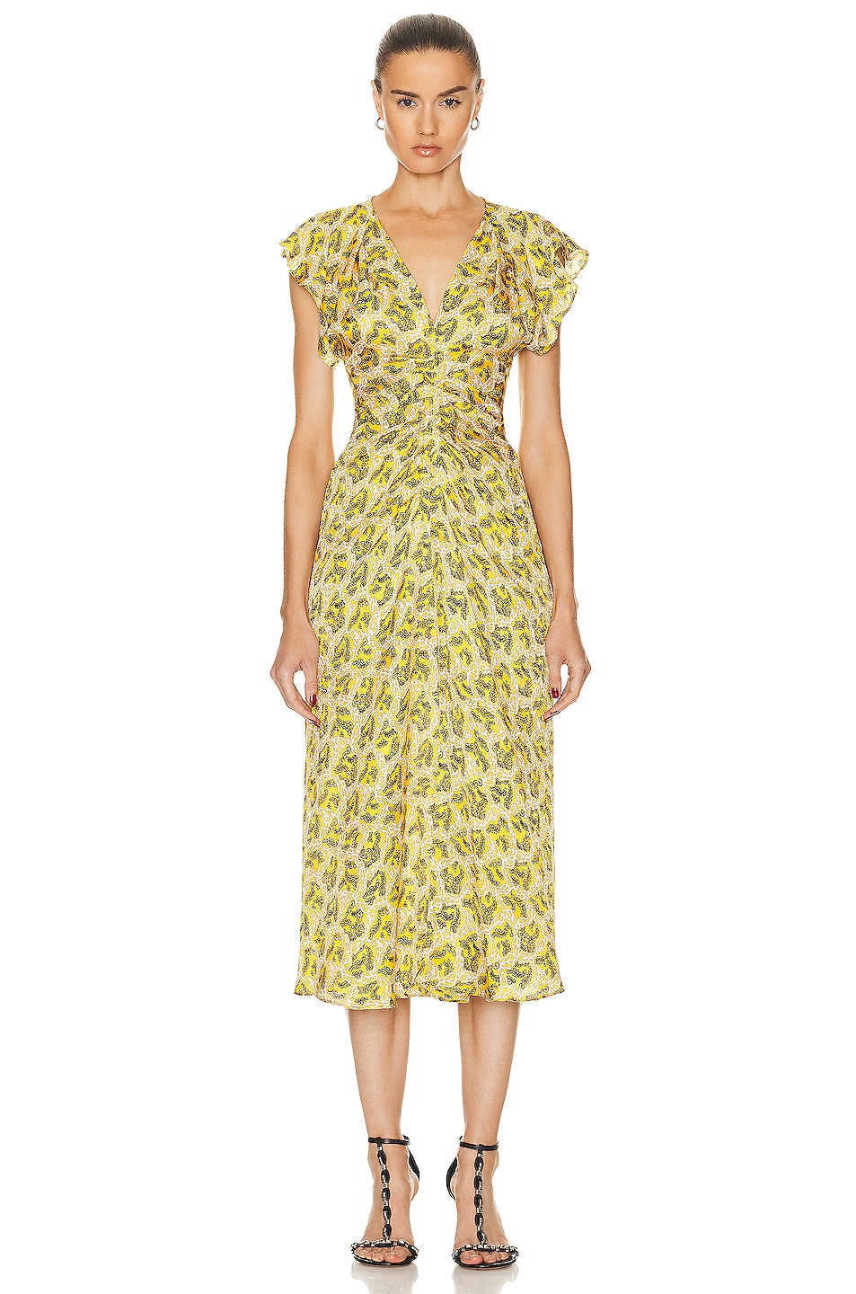 Image 1 of Isabel Marant Lyndsay Printed Flou Dress in Sunshine