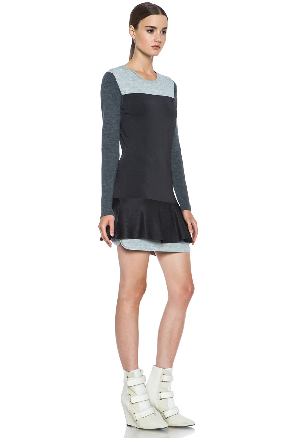 Isabel Marant Adams Color Block Knit Dress in Anthracite & Light Grey