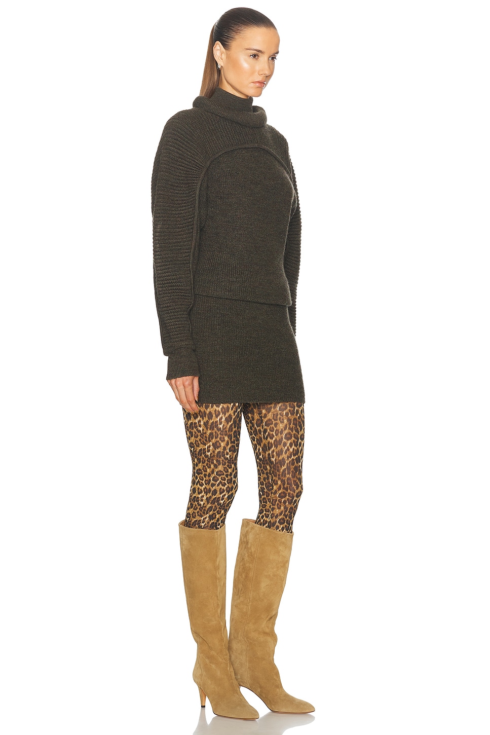Isabel Marant Hilde Wool Mini Dress In Dark Khaki