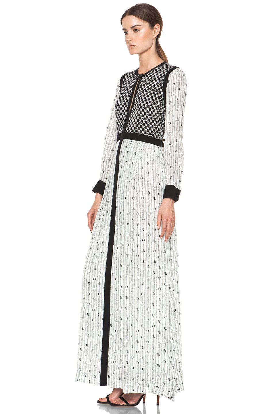 Isabel Marant Melissande Striped Silk Crepe Maxi Dress in Off White | FWRD