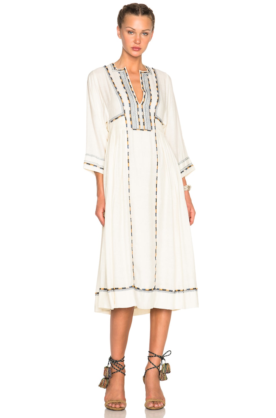 Image 1 of Isabel Marant Clayne Light Silk Bourette Dress in Ecru