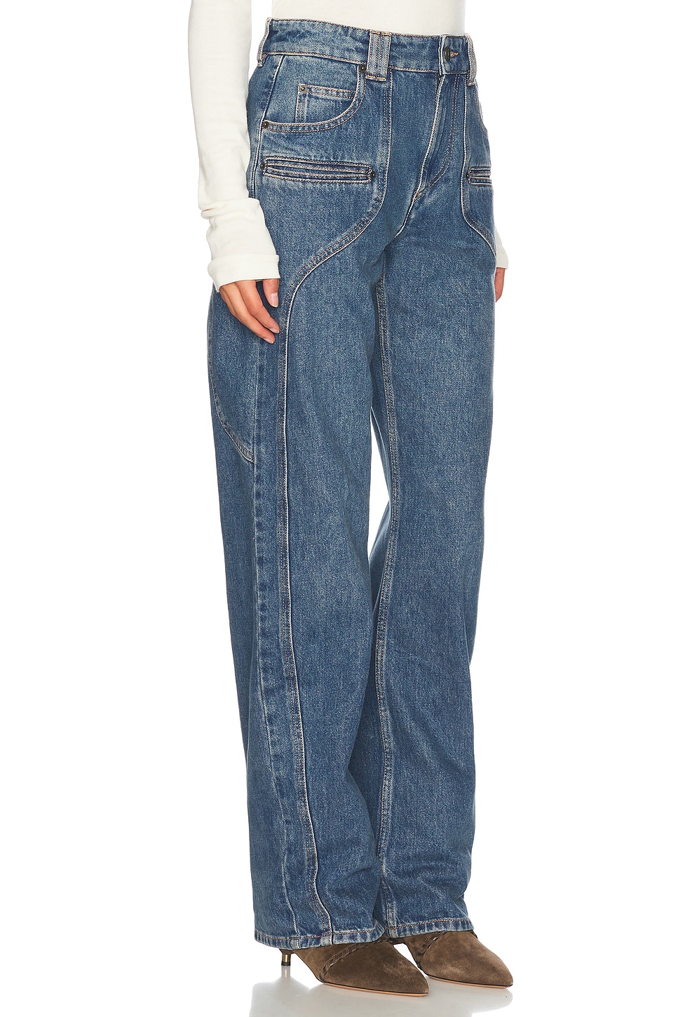 Isabel Marant Jean Beryl Denim Camal Straight Pants In Blue
