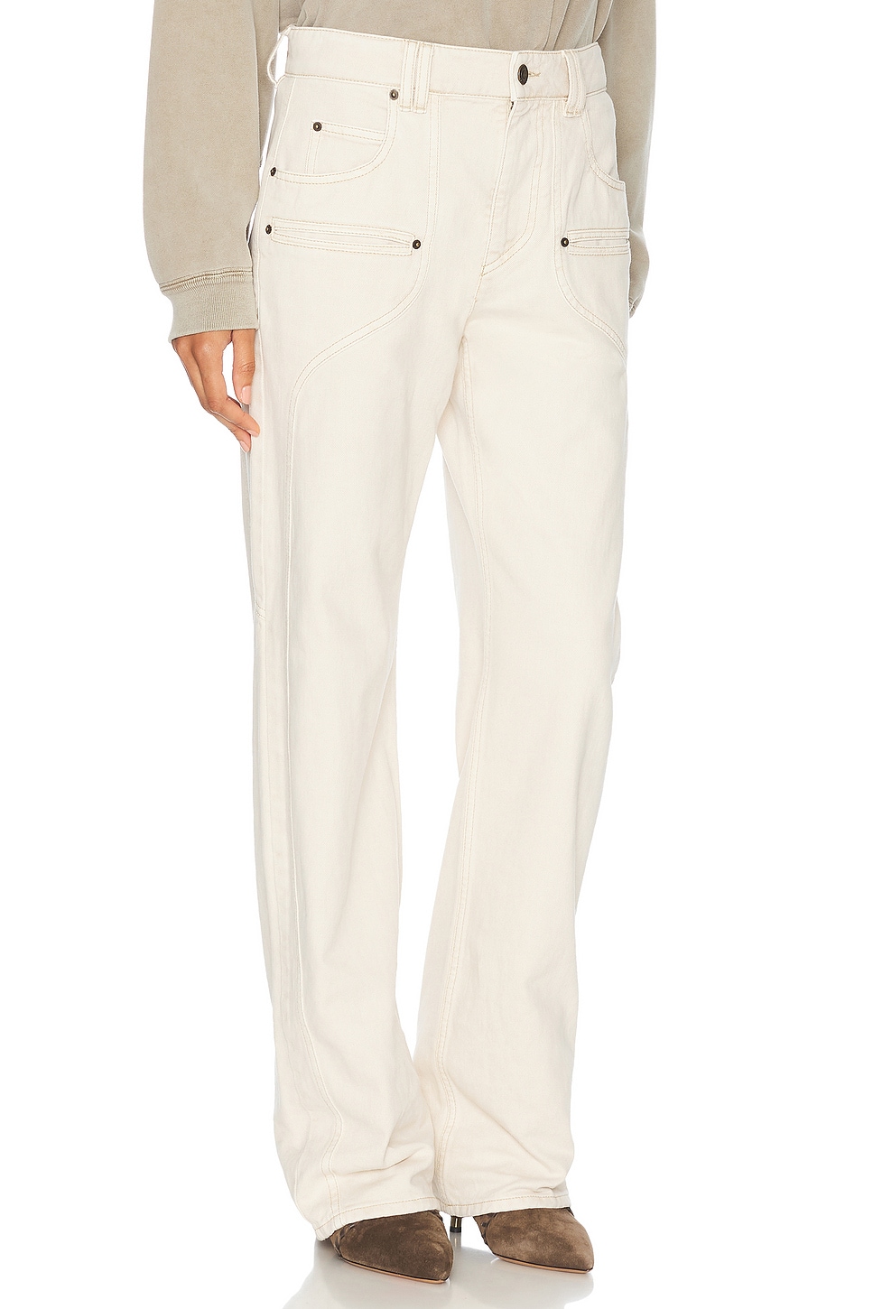 Isabel Marant Wide-leg Beryl Jeans In Ecru In Ecru