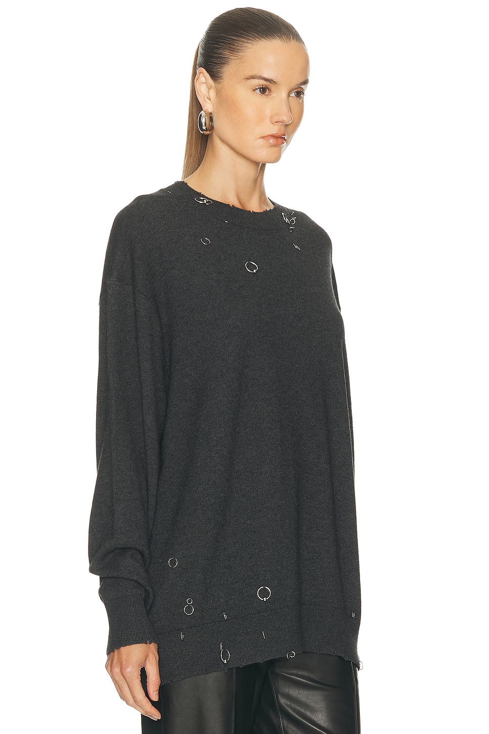 Isabel Marant Womens Anthracite Atrium Cassandre Ring Brushed Knitted Jumper In Gray