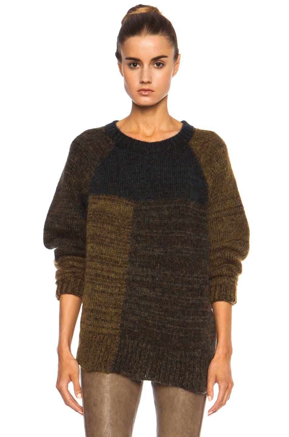 Isabel Marant Naoko Patch Mohair-Blend Sweater in Bronze | FWRD