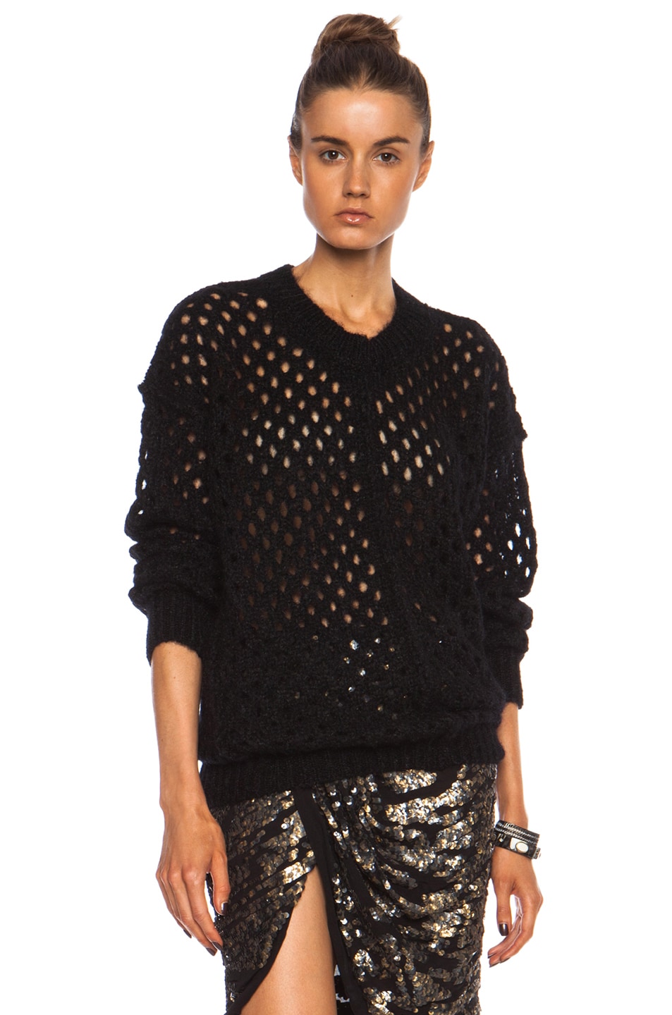 Image 1 of Isabel Marant Tiana Lightning Knit Polyamide-Blend Sweater in Black