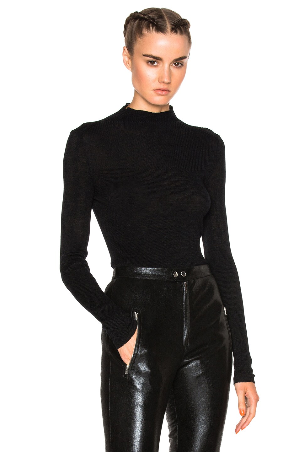 Image 1 of Isabel Marant Zasha Thin Ribbed Knit Sweater in Black