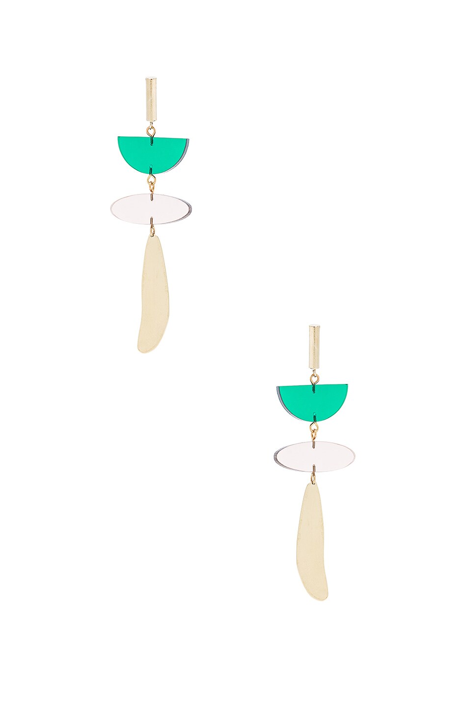 Image 1 of Isabel Marant Brass Drop Earrings in Bottle Green