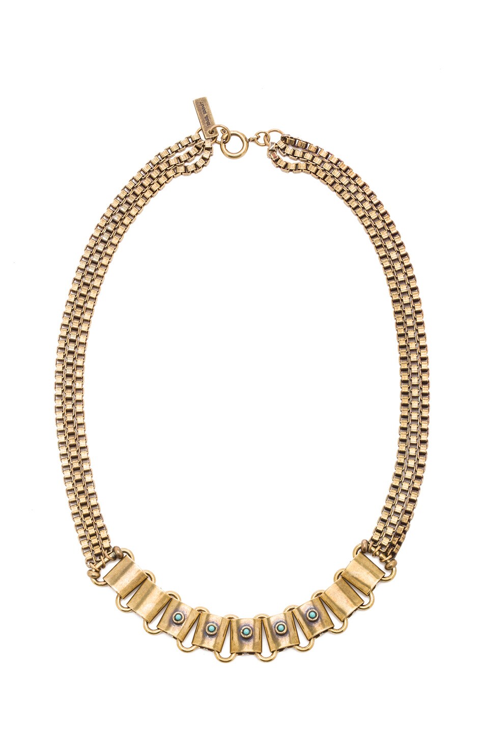 Image 1 of Isabel Marant Memphis Antique Brass Necklace in Gold & Blue