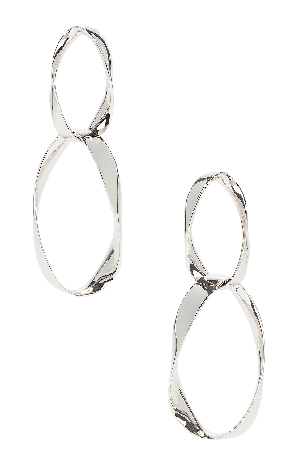 Long Hoop Earrings in Metallic Silver