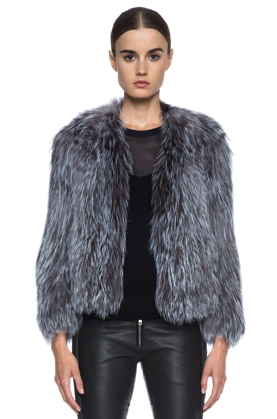 Image 1 of Isabel Marant Aileen Fur Jacket in Grey
