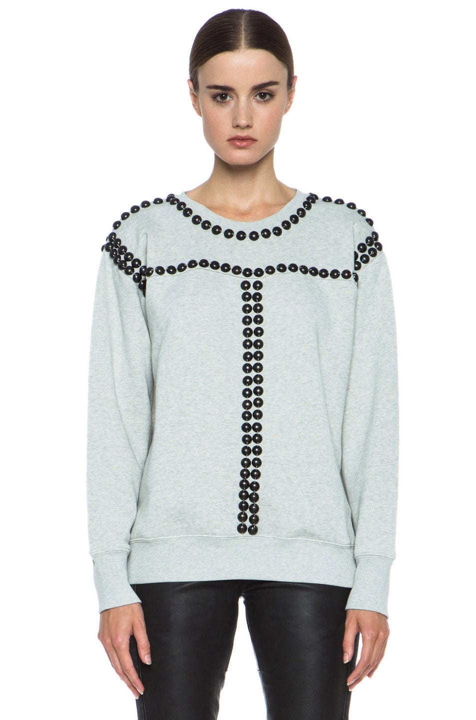 Image 1 of Isabel Marant Scotty Cotton Studded Sweatshirt in Grey