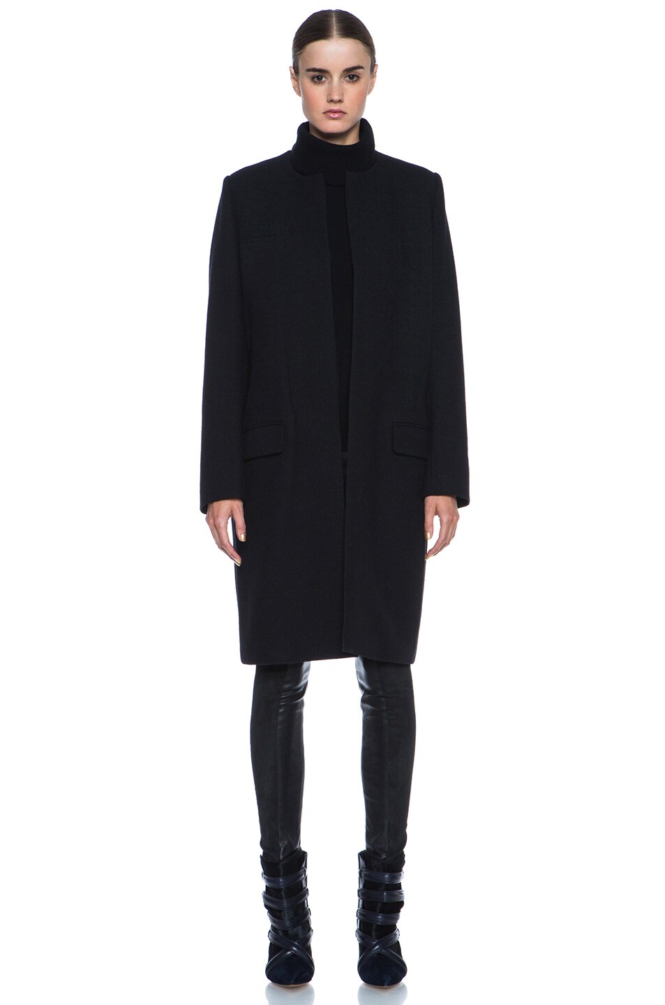 Isabel Marant Easy Manteaux Chic Wool-Blend Coat in Black | FWRD