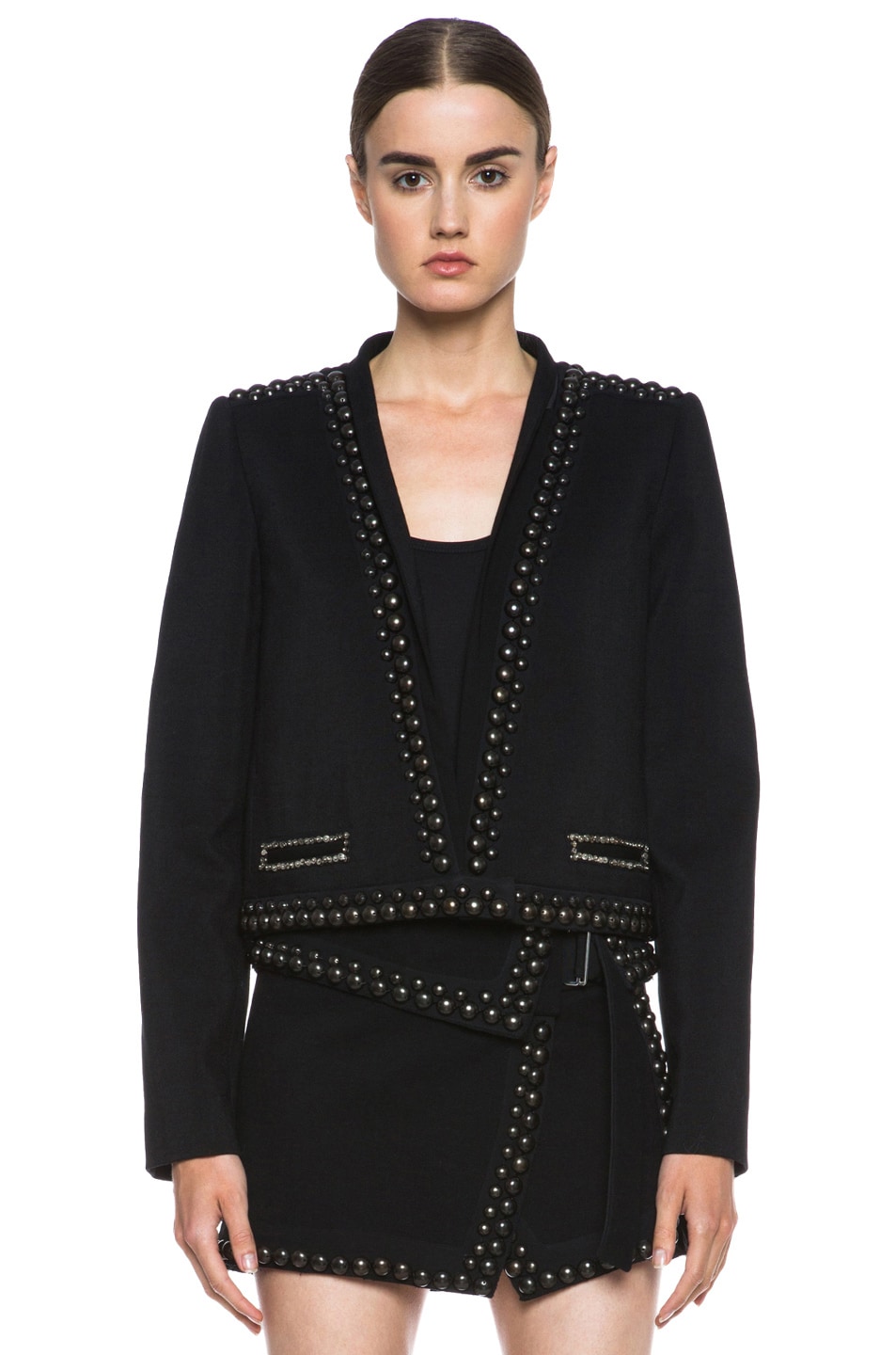 Image 1 of Isabel Marant Jewel Wool Embroidered Jacket in Black