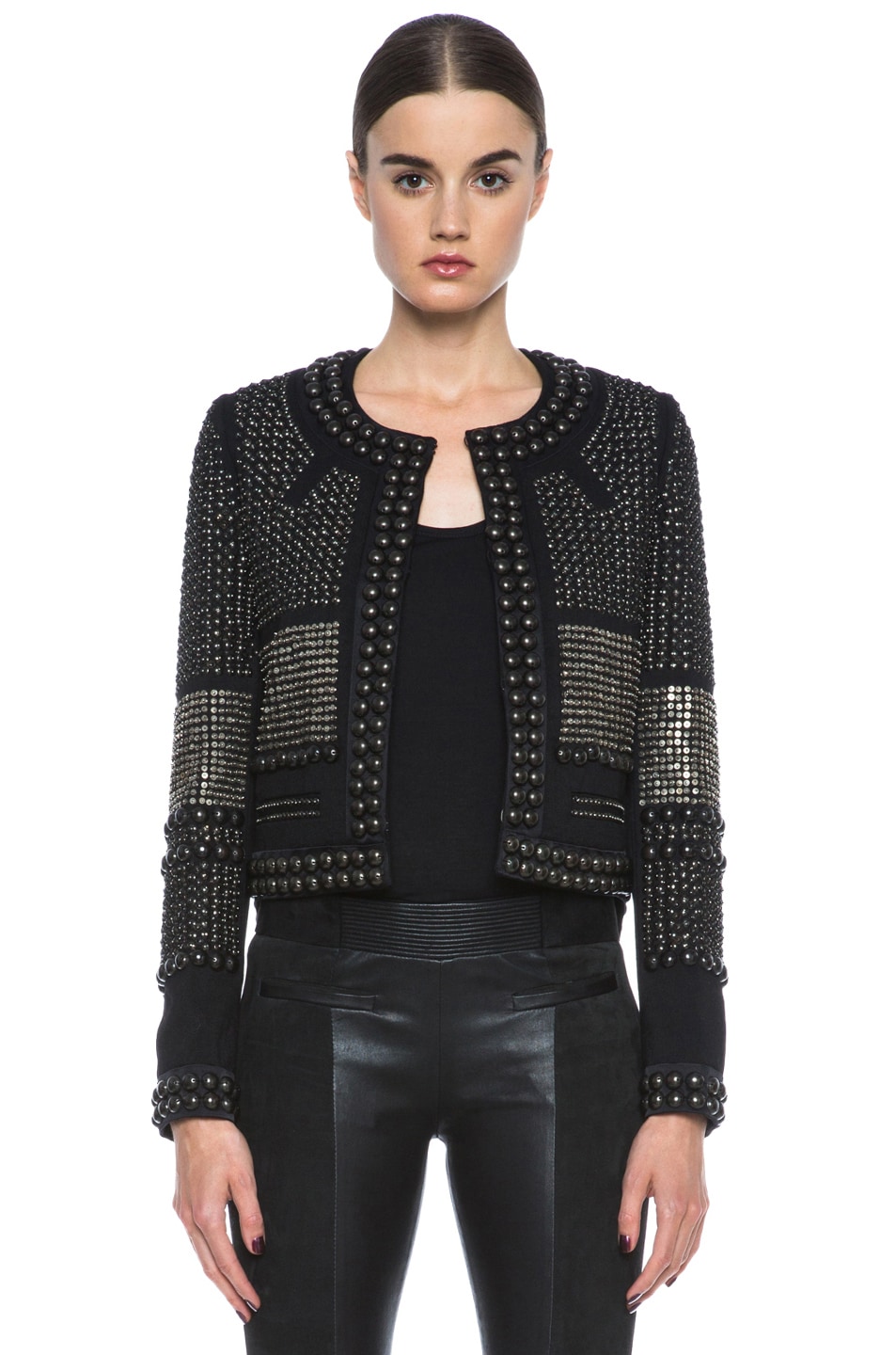 Image 1 of Isabel Marant Jayna Wool Embroidered Jacket in Black