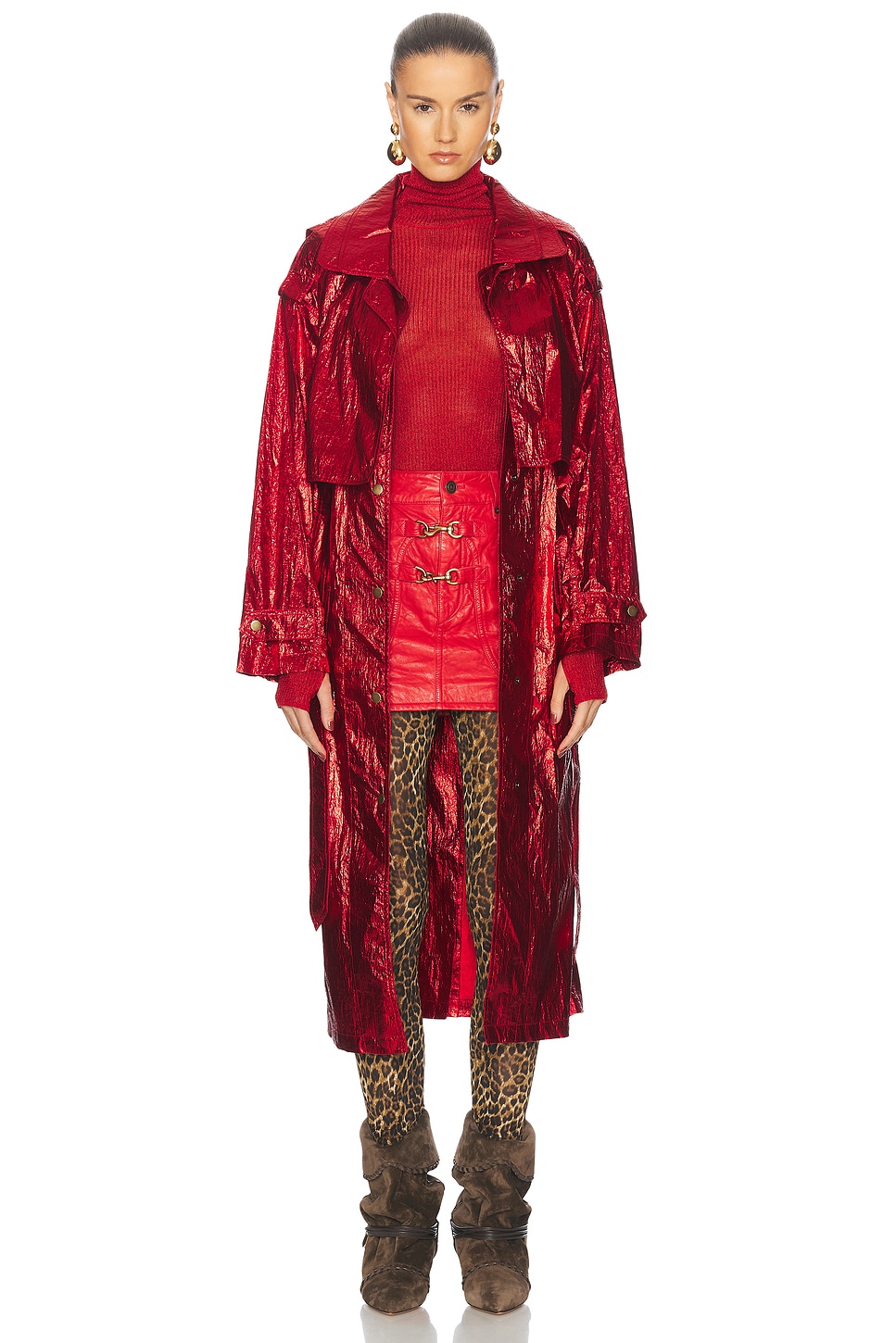 Shop Isabel Marant Laika Coat In Metalic Red