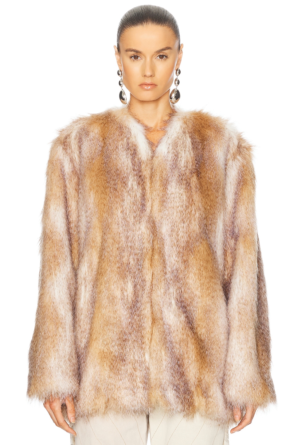 Isabel Marant Aglae Faux Fur Collarless Coat In Natural