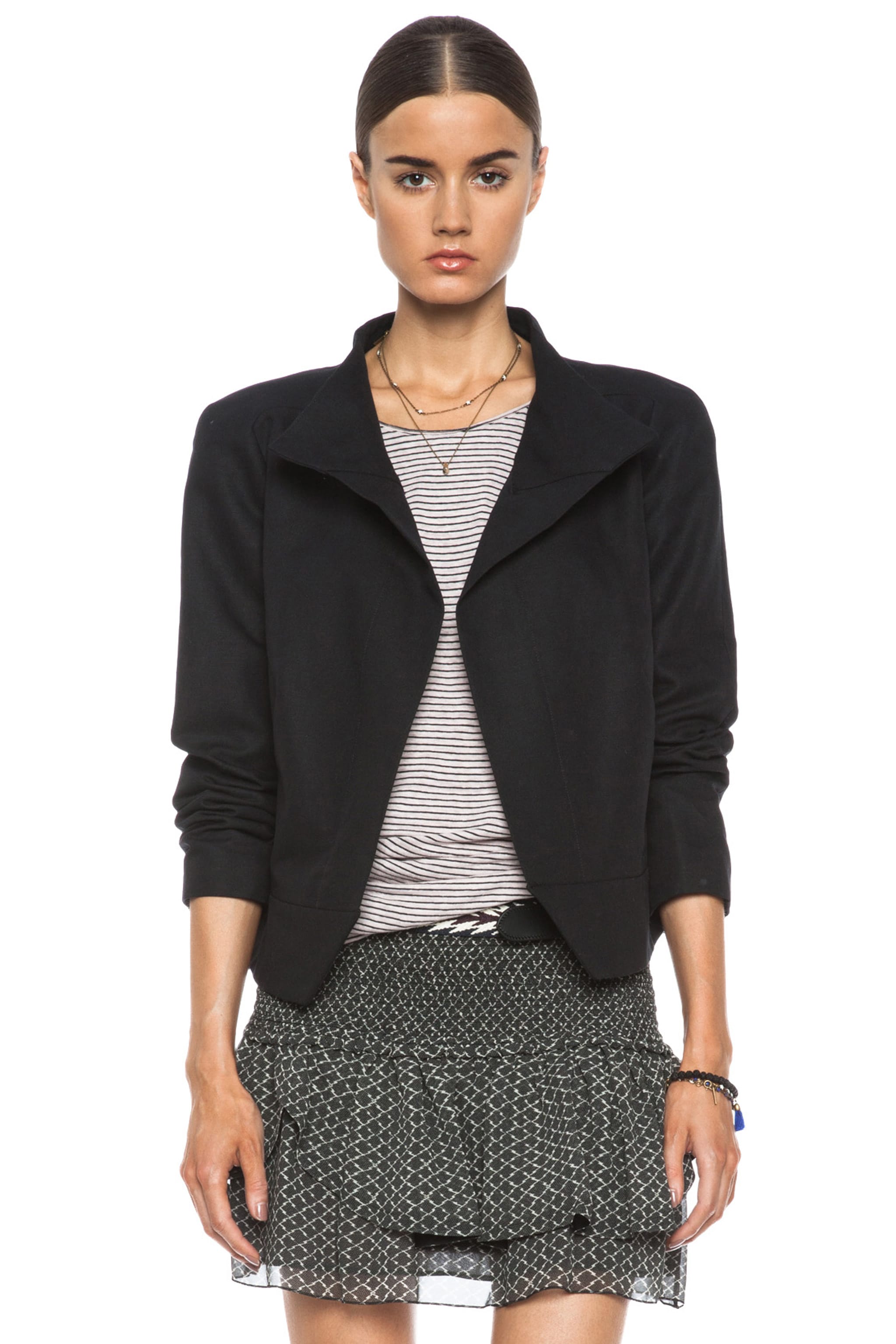Image 1 of Isabel Marant Debra Linen-Blend Wrap Jacket in Black