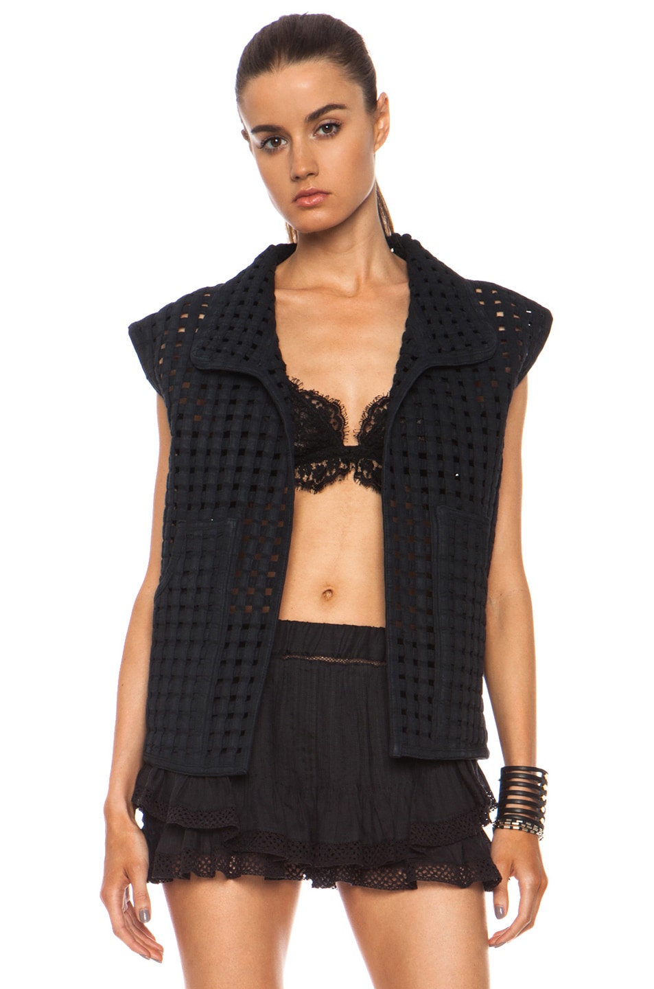 Image 1 of Isabel Marant Elena Cotton Netted Vest in Black