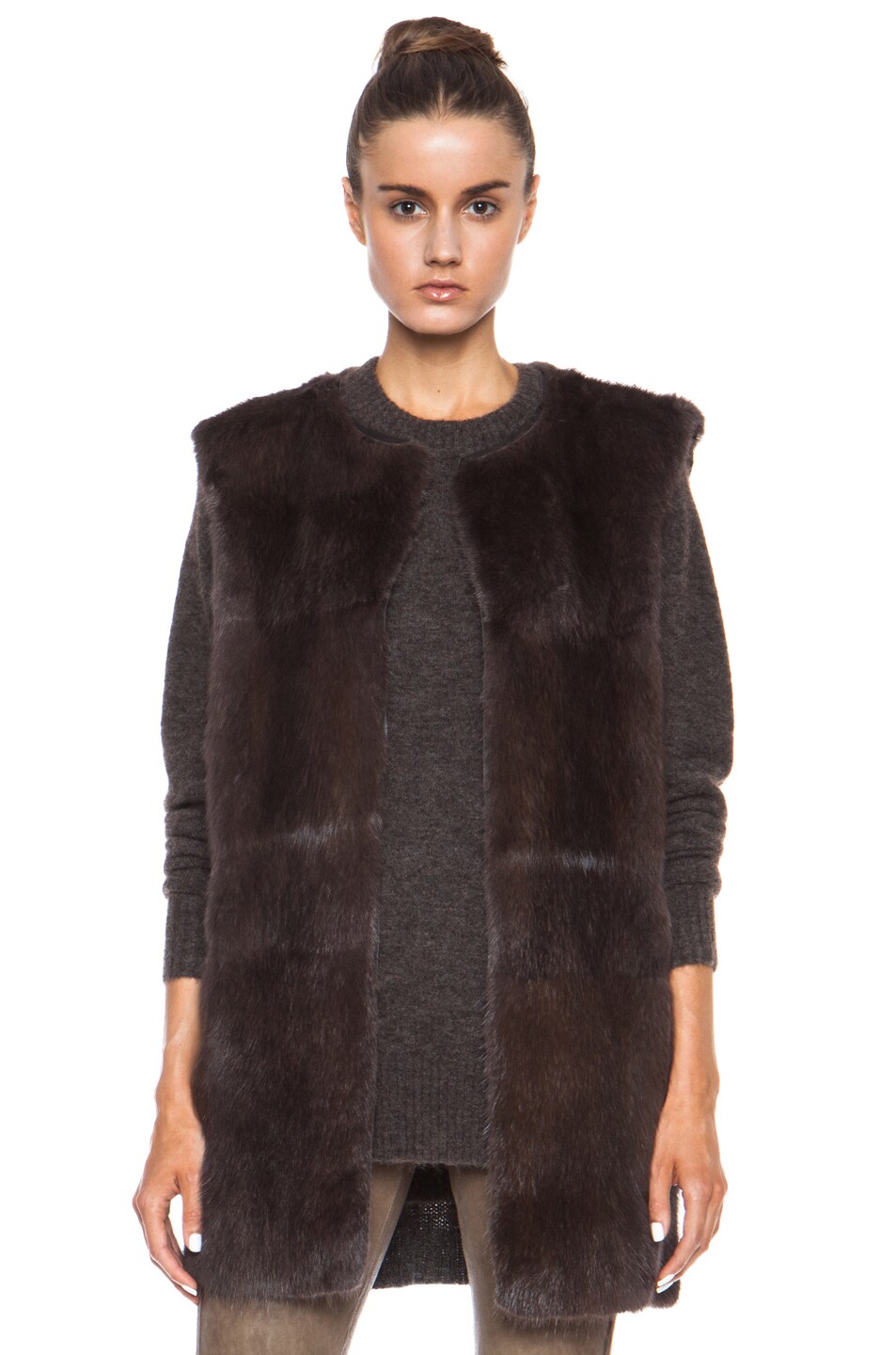 Image 1 of Isabel Marant Adrien Fur Vest in Moleskin Brown