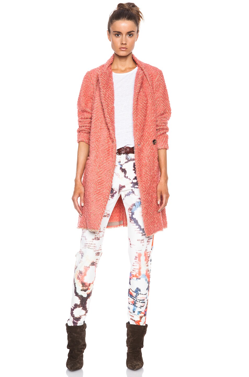 Image 1 of Isabel Marant Gloria Quilt Shantung Wool-Blend Jacket in Pink