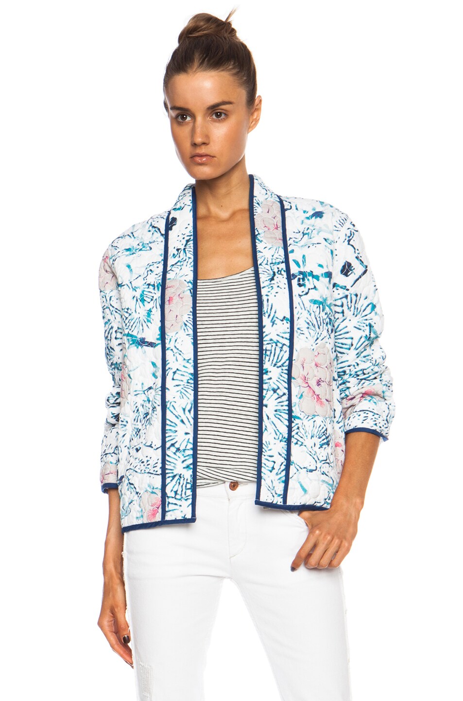 Image 1 of Isabel Marant Orsen Quilt Cotton Print Jacket in Blue