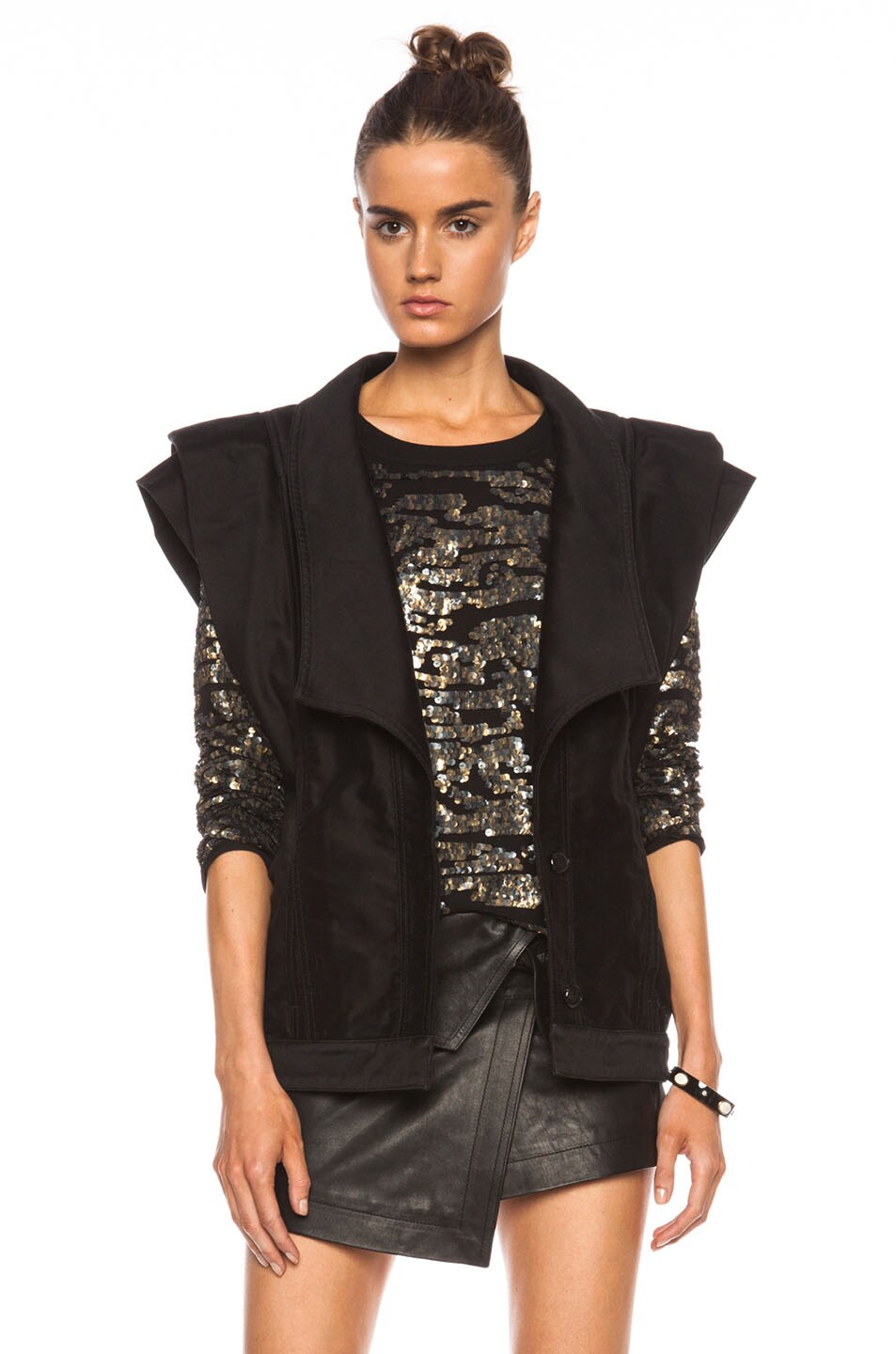 Isabel Marant Jeff Cotton Satin Vest in Black | FWRD