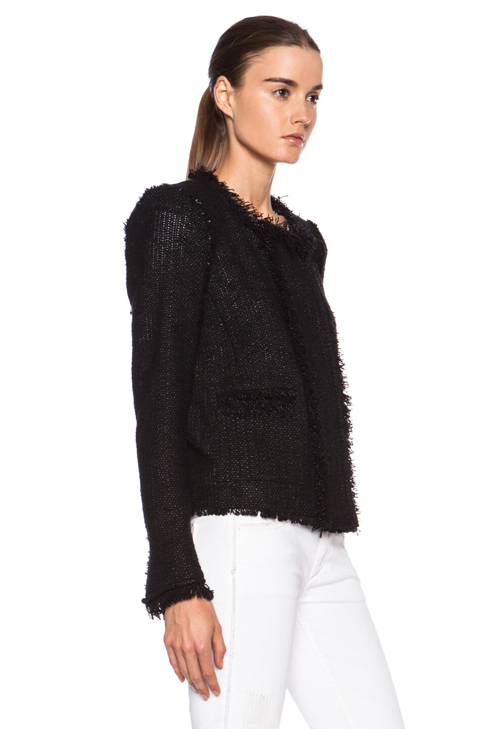 Isabel Marant Henrick Dark Cowens Cotton-Blend Jacket in Black | FWRD