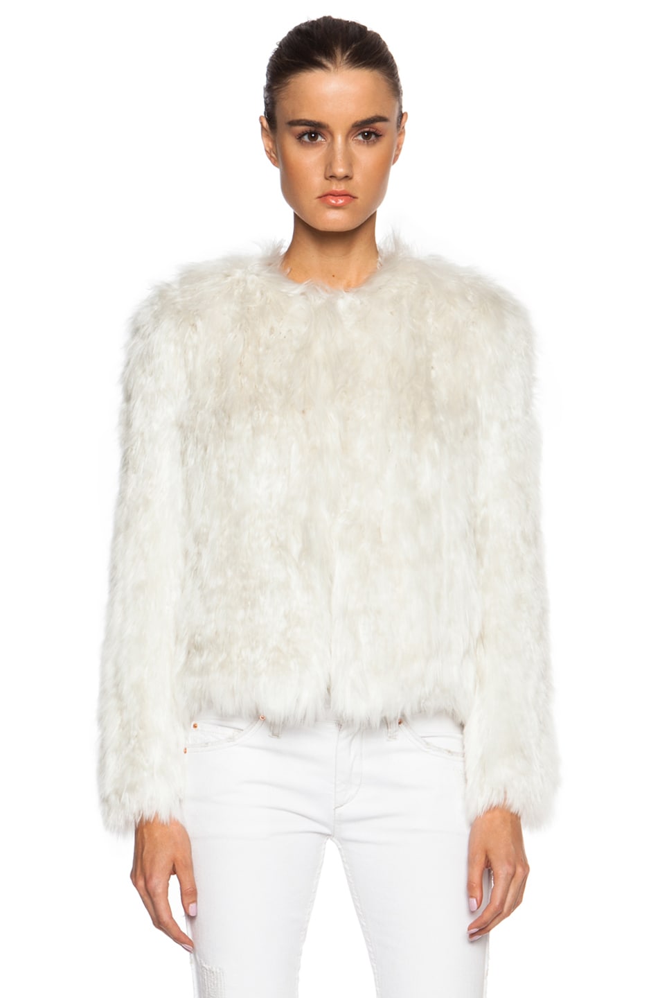 Isabel Marant Aggy Knitted Fur Jacket in Ecru | FWRD