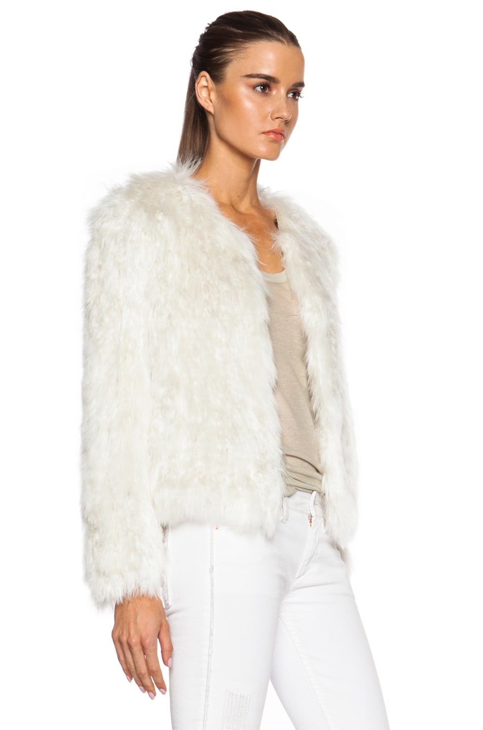 Isabel Marant Aggy Knitted Fur Jacket in Ecru | FWRD