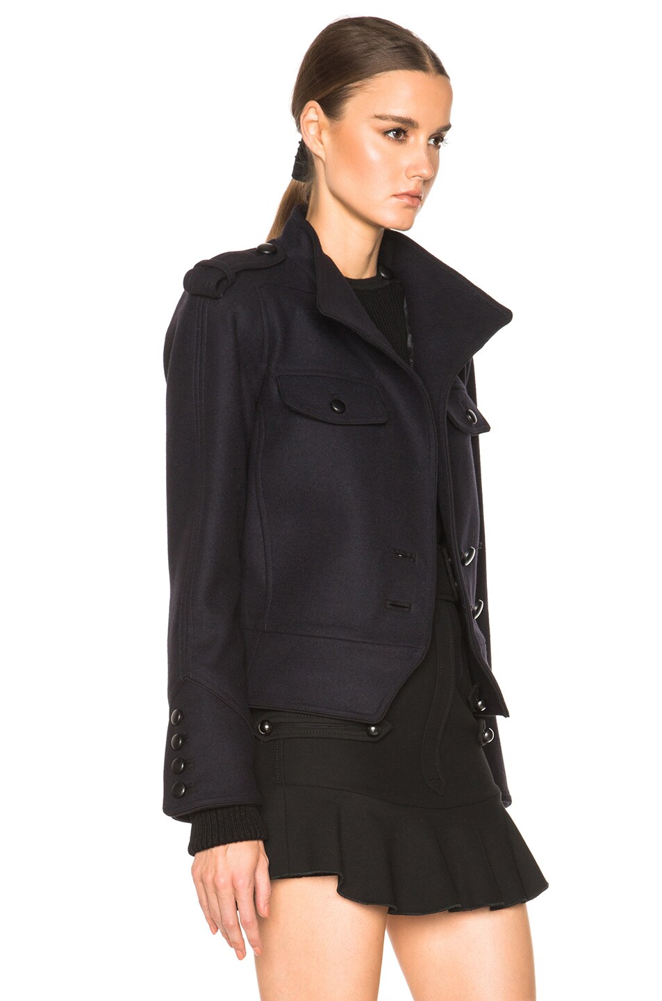 Isabel Marant Kieffer Brandebourg Flannel Jacket in Midnight | FWRD