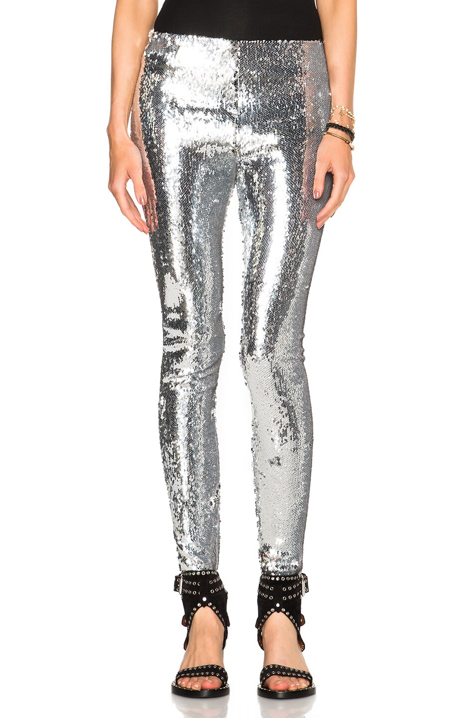 Image 1 of Isabel Marant Izard Glitter Leggings in Silver