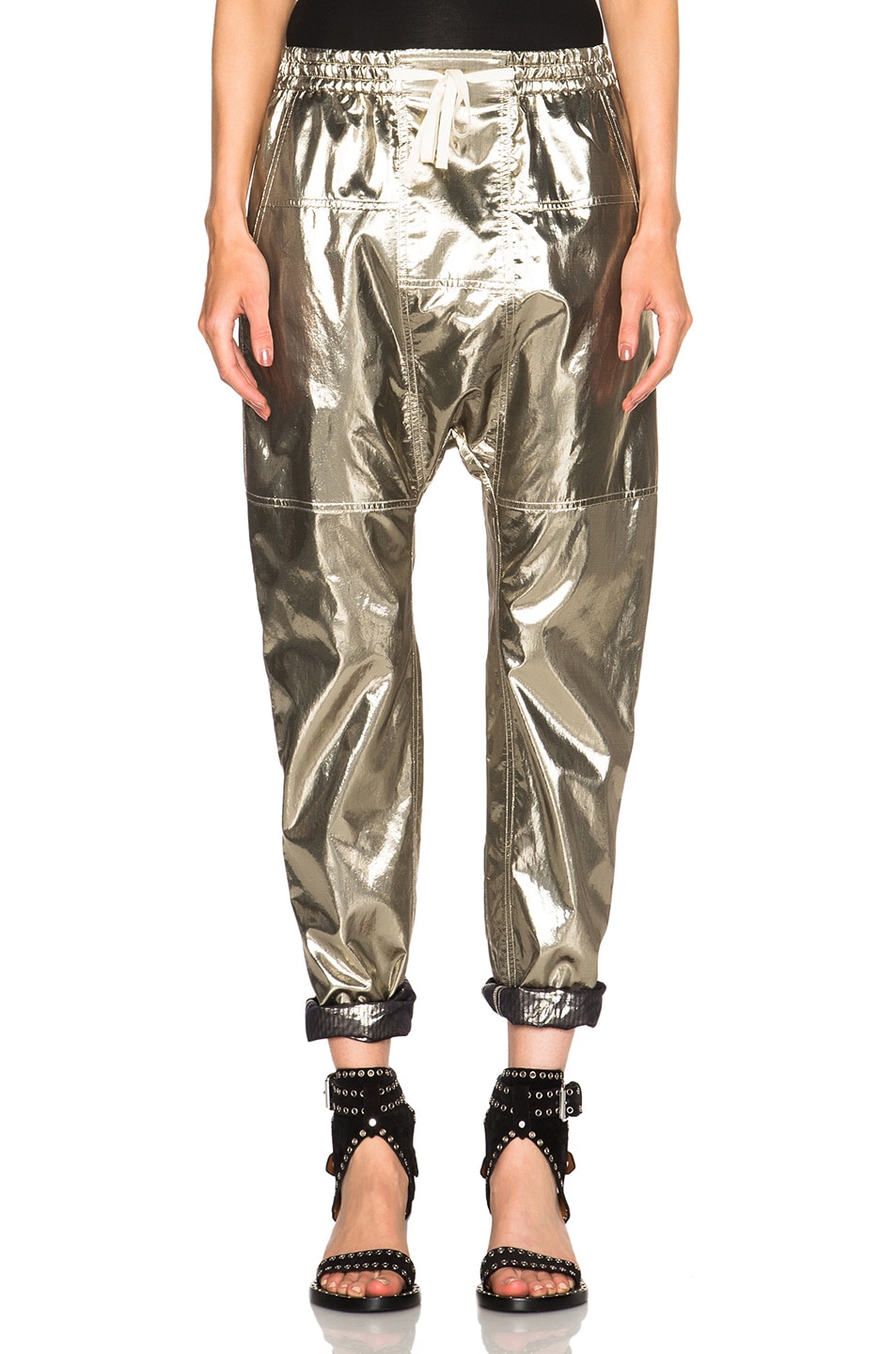 Image 1 of Isabel Marant Niall Metallic Silk Trousers in Gold