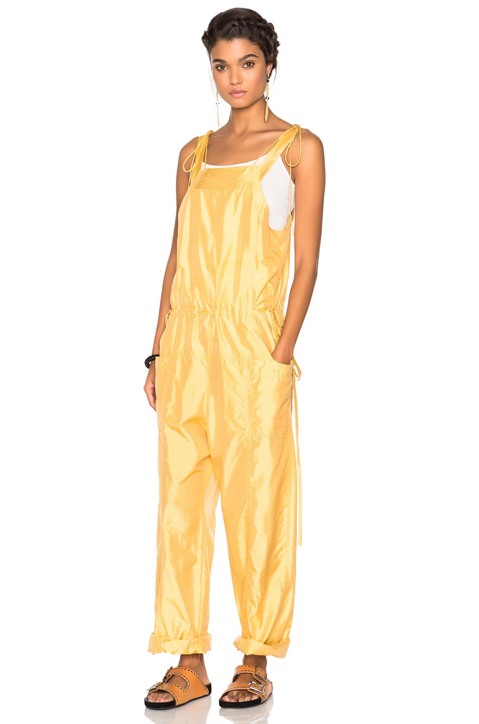 Image 1 of Isabel Marant Kyles Sporty Silk Jumpsuit in Light Yellow