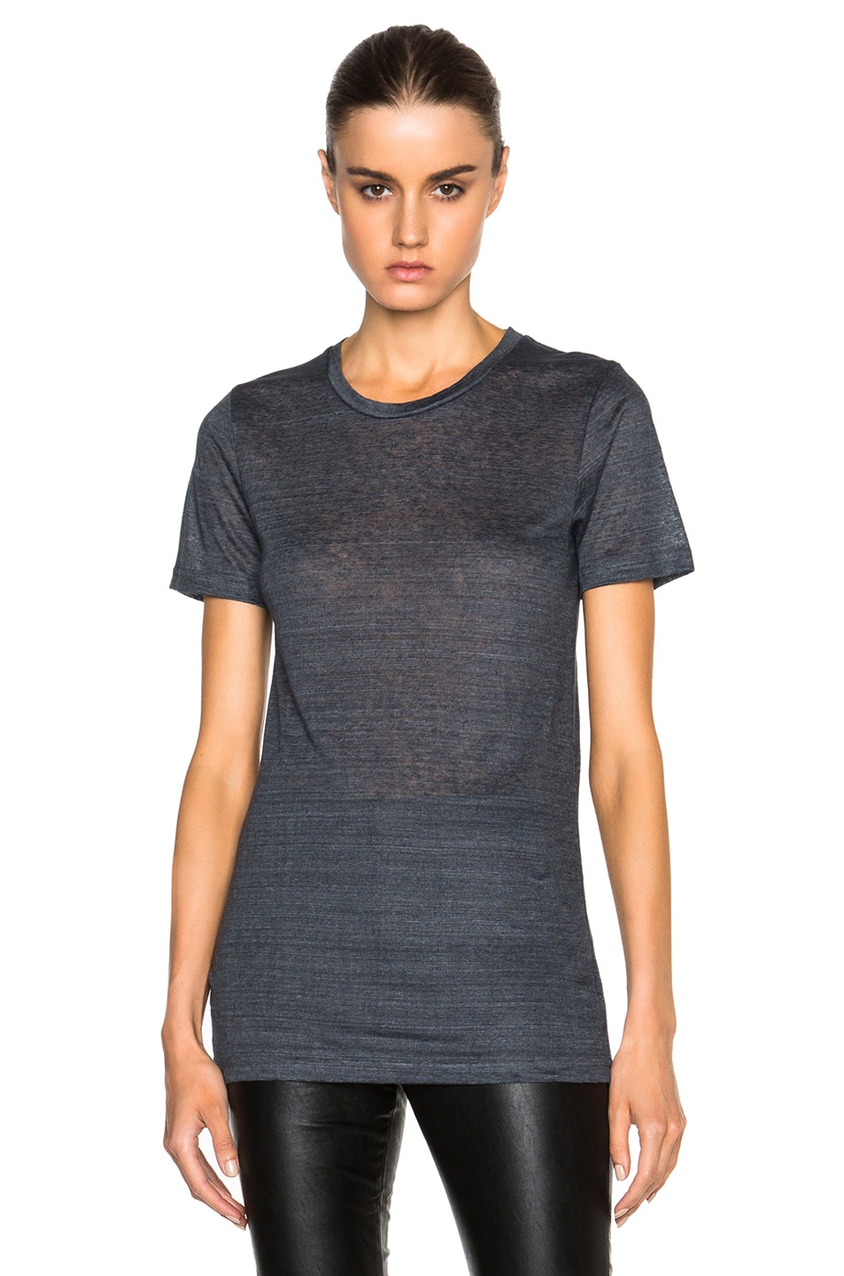 Image 1 of Isabel Marant Madras Linen Tee in Anthracite