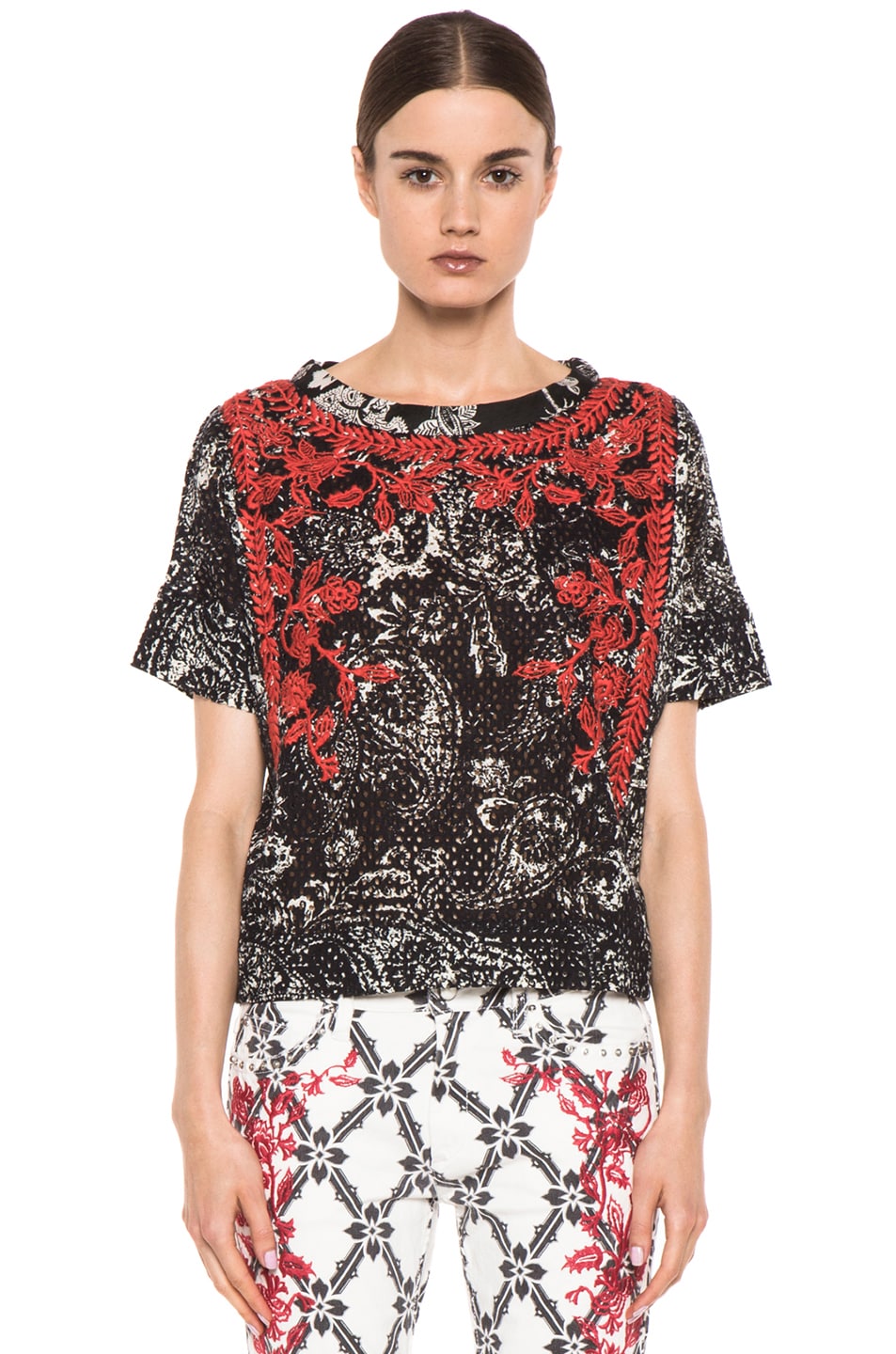 Image 1 of Isabel Marant Napoli Printed English Embroidered Top in Black
