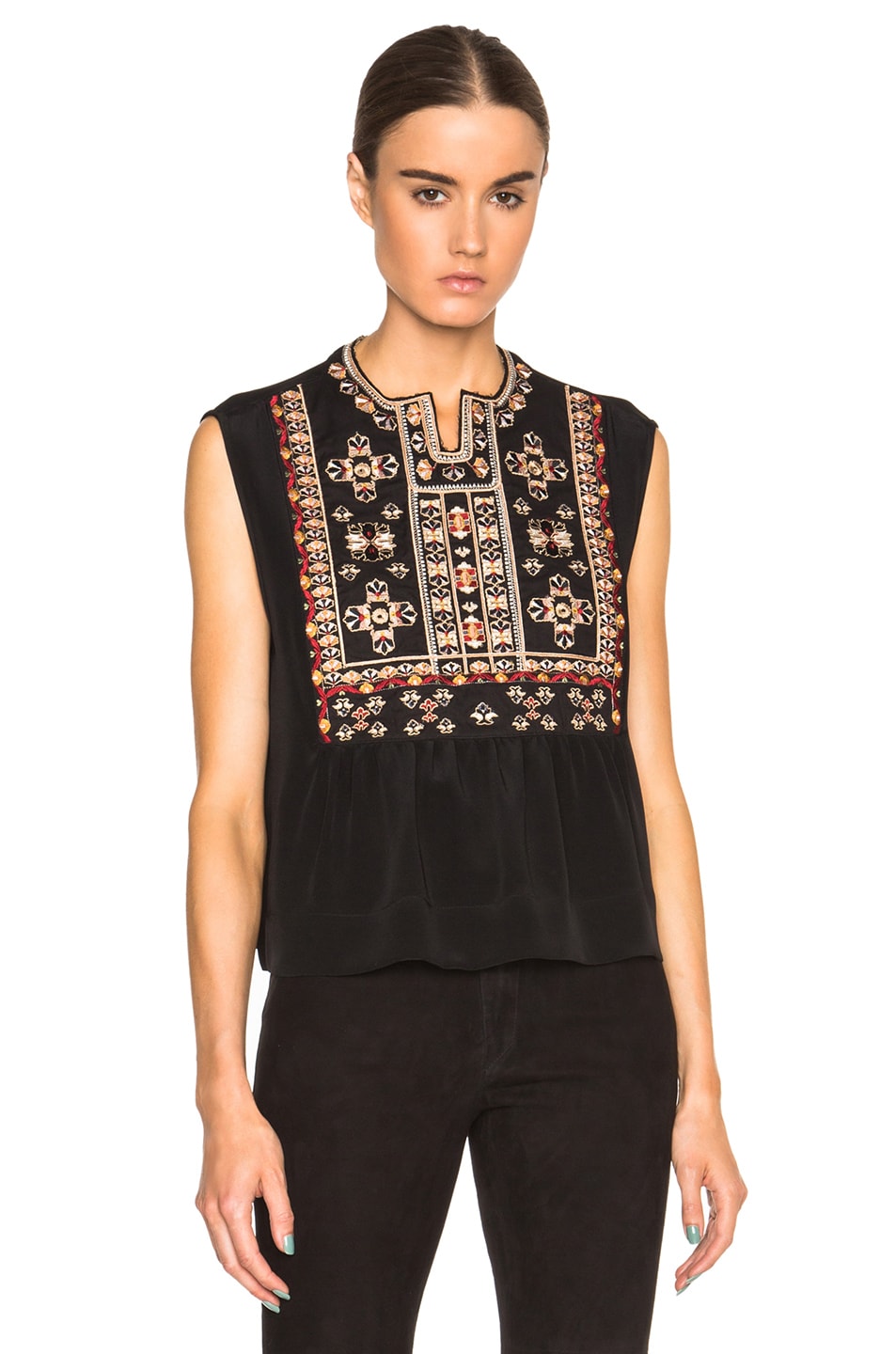 Image 1 of Isabel Marant Russ Something Ethnic Top in Black