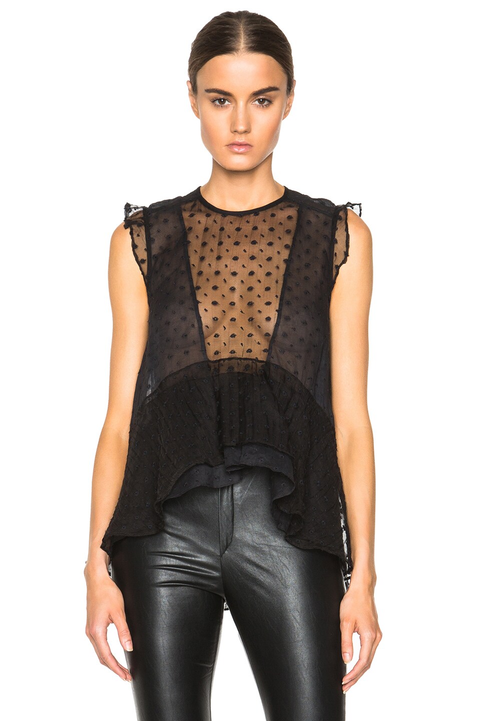 Image 1 of Isabel Marant Vatelle Embroidered Organza Top in Black