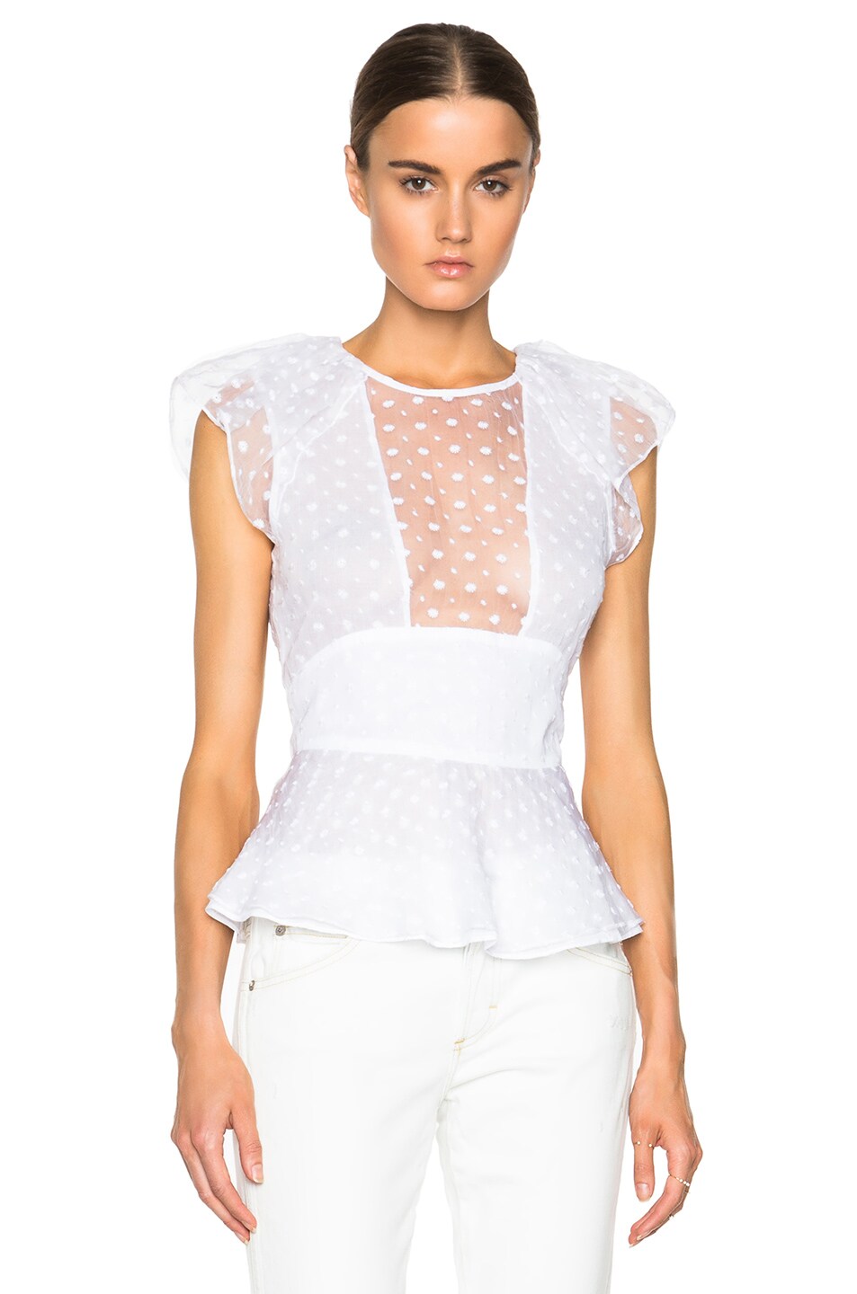 Image 1 of Isabel Marant Vermer Embroidered Organza Top in White