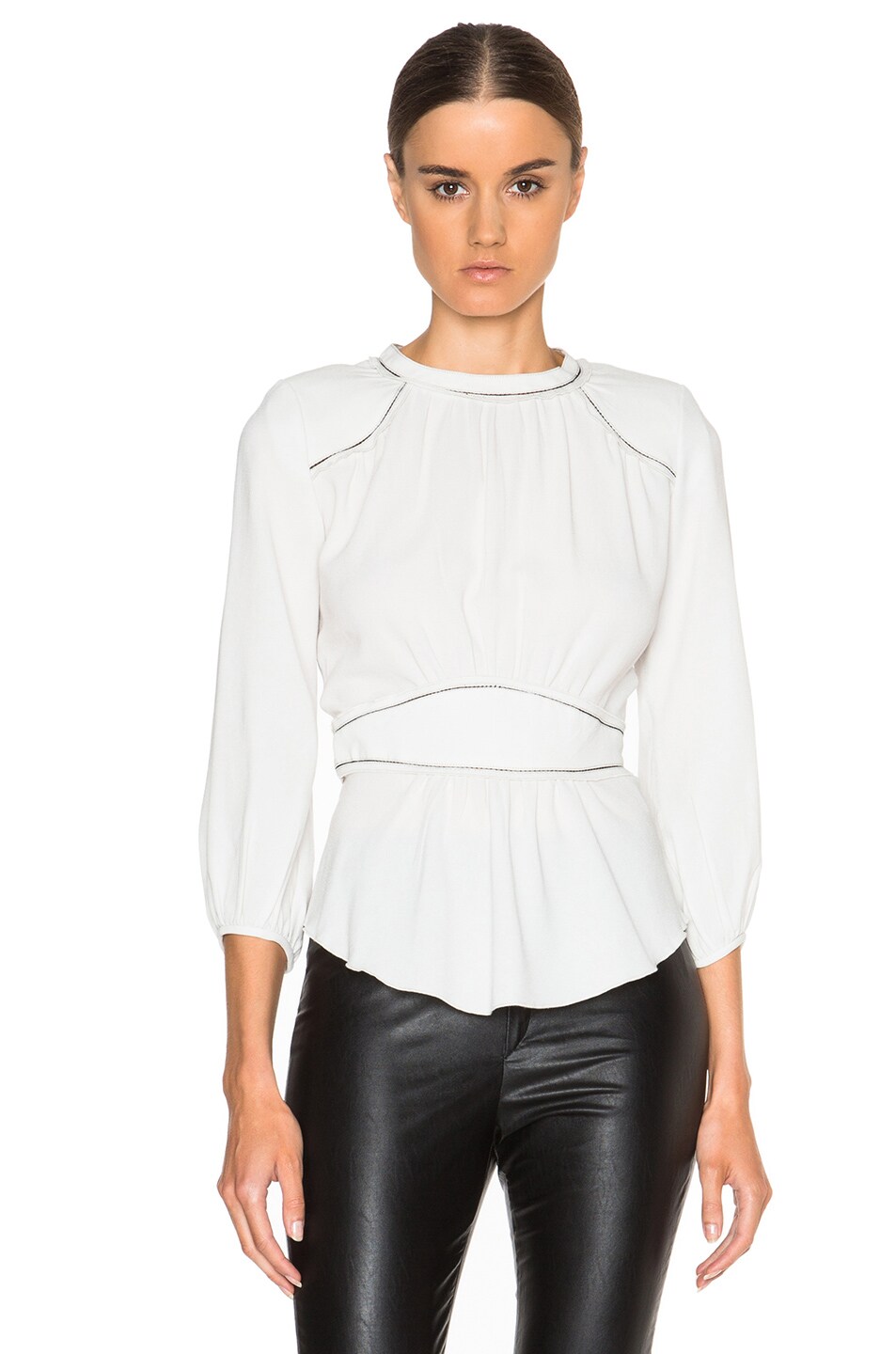 Image 1 of Isabel Marant Wiley Embroidered Crepe Top in Ecru