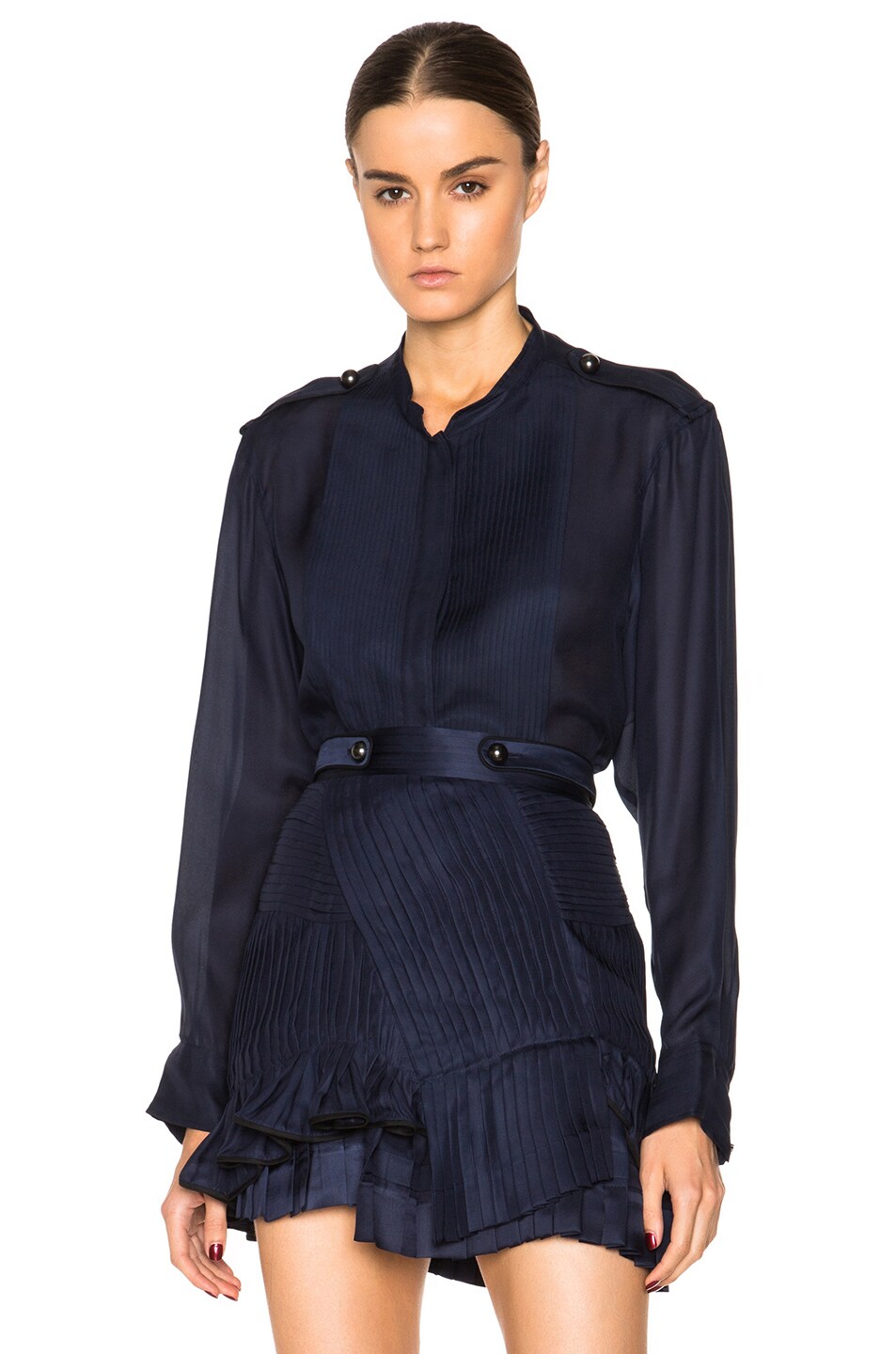 Image 1 of Isabel Marant Sophia Satin Mousseline Top in Midnight