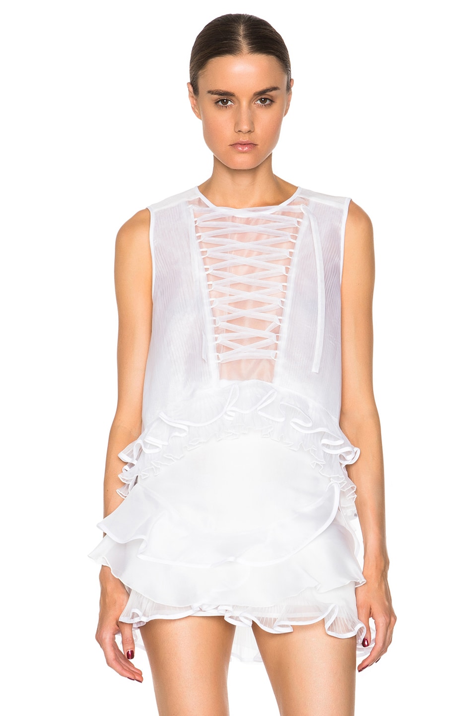 Image 1 of Isabel Marant Vienna Pleated Organza Top in White