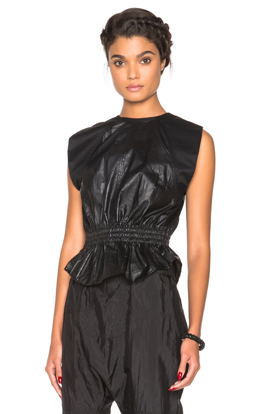 Image 1 of Isabel Marant Clive Show Light Leather Top in Black